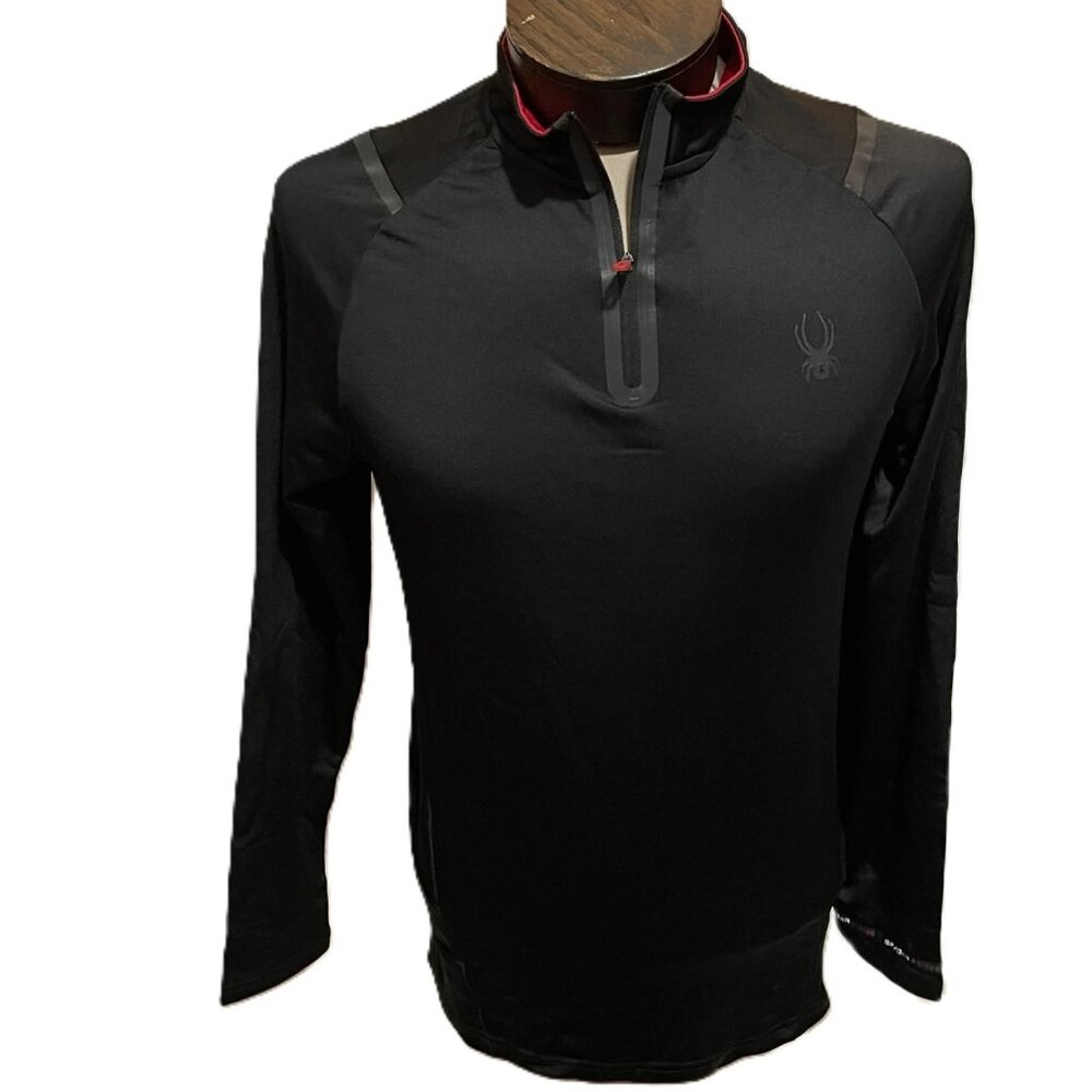 NWT Sypder Active Black Quarter Zip Mens Long Sleeve Shirt Sz Medium SPM816RD